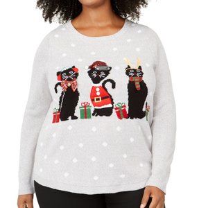Karen Scott Christmas Cats Ugly Sweater Plus 1X